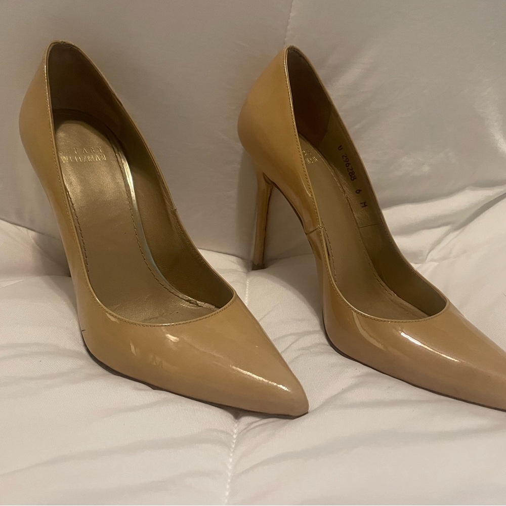 Stuart Weitzman Nude Patent Leather Heels